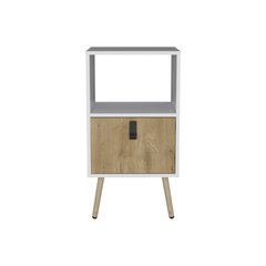 22" White One Drawer Faux Wood Nightstand