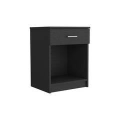 22" Black One Drawer Faux Wood Nightstand