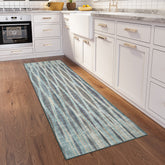 12' Blue and Ivory Ombre Hand Tufted Runner Rug
