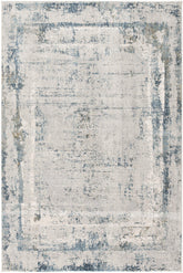13' Blue and Gray Abstract Washable Non Skid Area Rug