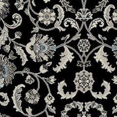 8' x 10' Black and Ivory Oriental Distressed Area Rug