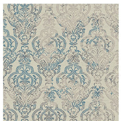 8' x 10' Ivory Blue and Gray Damask Distressed Area Rug