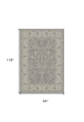 8' x 10' Gray and Ivory Oriental Area Rug