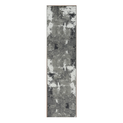 10' Gray and Ivory Abstract Power Loom Runner Rug