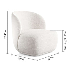 31" White Boucle Mod Wingback Chair