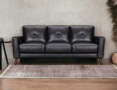 82" Black And Brown Tufted Leather Sofa