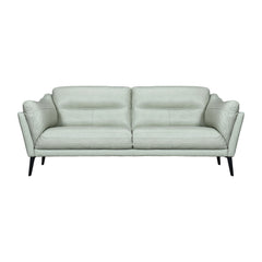 87" Mint Green And Black Leather Sofa