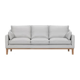 87" Gray And Brown Leather Sofa And Toss Pillows