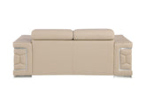 71" Beige And Silver Genuine Leather Love Seat