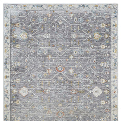 9' x 12' Gray and Ivory Floral Area Rug