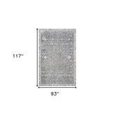 8' x 10' Gray and Ivory Floral Area Rug