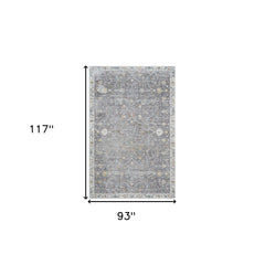 8' x 10' Gray and Ivory Floral Area Rug