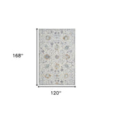 10' x 14' Ivory and Blue Floral Area Rug