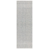 8' Runner Blue and Ivory Wool Abstract Hand Tufted Runner Rug