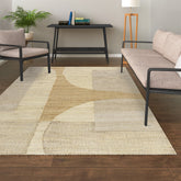 5' x 8' Natural and Ivory Abstract Hand Woven Area Rug