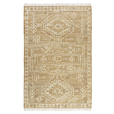 10' x 14' Natural and Ivory Medallion Hand Woven Area Rug
