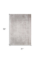 3' X 5' Gray and White Chevron Non Skid Area Rug