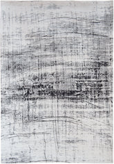 8' x 11' Black and White Abstract Non Skid Area Rug