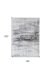 8' x 11' Black and White Abstract Non Skid Area Rug