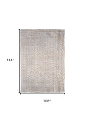 9' X 13' Gray and Yellow Chevron Non Skid Area Rug