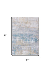 10' Blue and Yellow Abstract Non Skid Area Rug