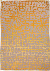 10' Gray and Orange Abstract Non Skid Area Rug