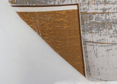 8' Gray and Gold Round Abstract Non Skid Area Rug