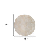 5' Beige and White Round Abstract Non Skid Area Rug