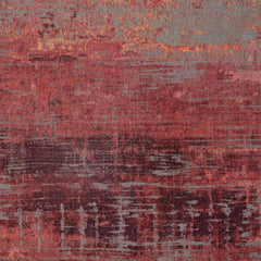 5' Red and Gray Round Abstract Non Skid Area Rug