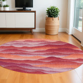 8' Red Orange Round Abstract Non Skid Area Rug