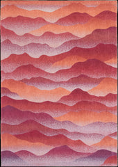 8' Red Orange Round Abstract Non Skid Area Rug