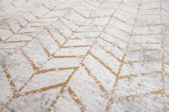 8' Gray and Yellow Round Chevron Non Skid Area Rug