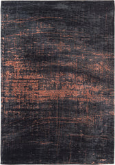 8' Black and Gold Round Abstract Non Skid Area Rug