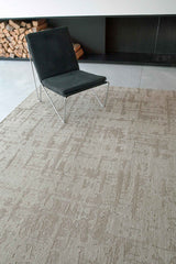 5' Gray and Beige Round Abstract Non Skid Area Rug