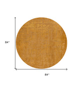 8' Yellow Round Abstract Non Skid Area Rug