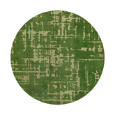 5' Green Round Abstract Non Skid Area Rug