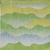 8' Green and Yellow Round Abstract Non Skid Area Rug