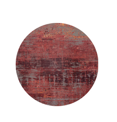 8' Red and Gray Round Abstract Non Skid Area Rug