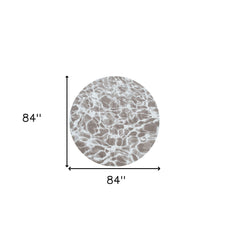 8' Gray Round Abstract Non Skid Area Rug