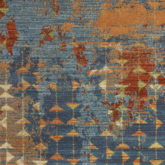 3'X5' Blue Coral Machine Woven Abstract Triangular Strings Indoor Area Rug