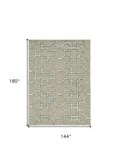 12' x 15' Brown and Ivory Wool Trellis Handmade Area Rug
