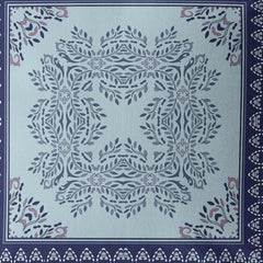 5" Indigo Damask Indoor Outdoor Throw Pillow Cover and Insert