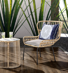 5" Navy Blue Damask Indoor Outdoor Throw Pillow Cover and Insert