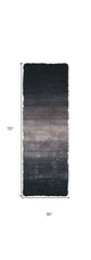 6' Charcoal Shag Hand Tufted Runner Rug