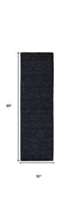 8' Black Hand Woven Runner Rug