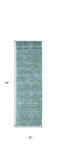 8' Gray and Blue Hand Woven Runner Rug