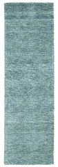 8' Gray and Blue Hand Woven Runner Rug