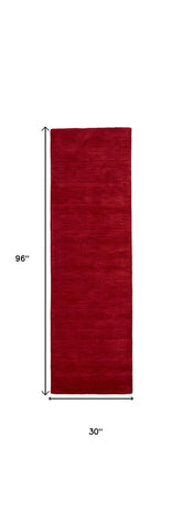 8' Red Hand Woven Runner Rug