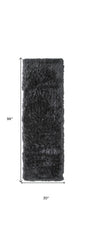 8' Gray Shag Hand Tufted Runner Rug
