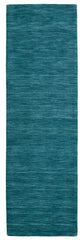 8' Blue and Green Hand Woven Runner Rug